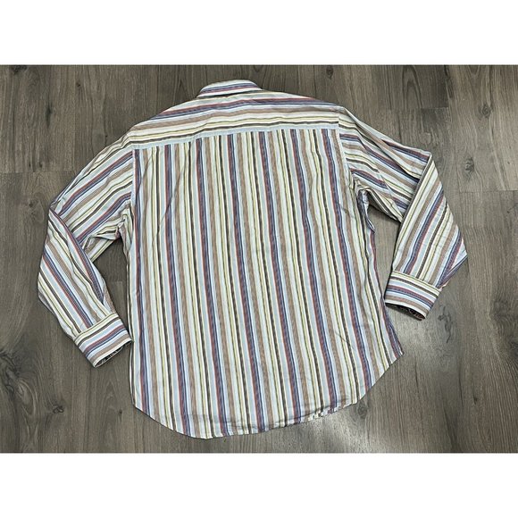 ROBERT GRAHAM L/S Textured Striped Flip Cuff Button Front Sz 2XL Embroidered - Picture 11 of 12